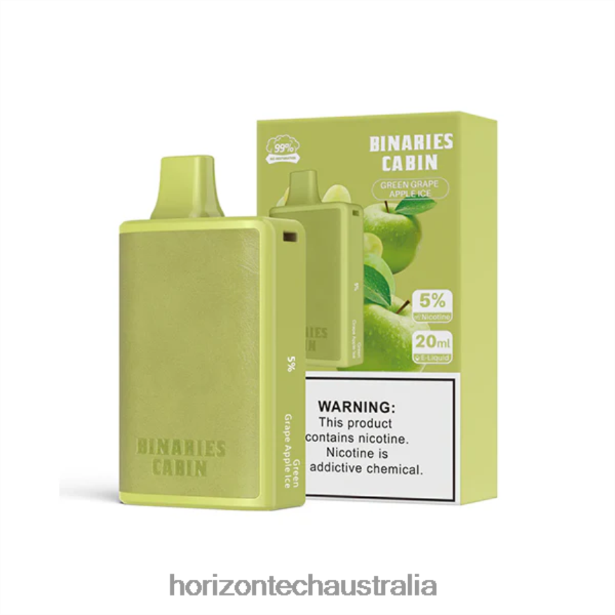 HorizonTech Binaries Cabin Disposable 20mL VJ2DVJ56 Green Grape Apple Ice - Horizon Tech Vape