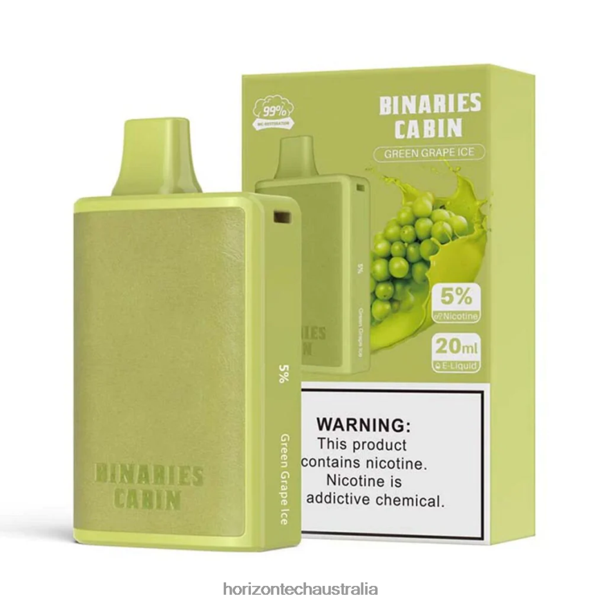 HorizonTech Binaries Cabin Disposable 20mL VJ2DVJ57 Green Grape Ice - HorizonTech Australia