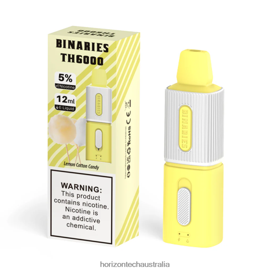 HorizonTech Binaries Cabin TH6000 Disposable 12mL VJ2DVJ100 Lemon Cotton Candy - Horizon Tech Company