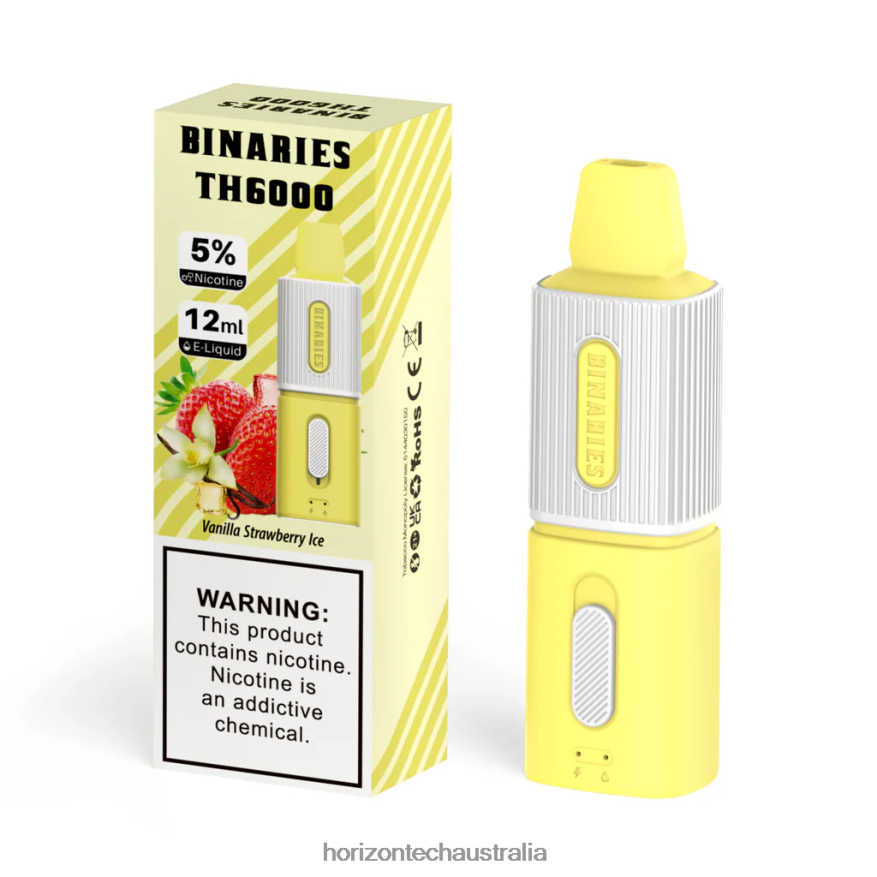 HorizonTech Binaries Cabin TH6000 Disposable 12mL VJ2DVJ102 Vanilla Strawberry Ice - Horizon Tech Vape Tank