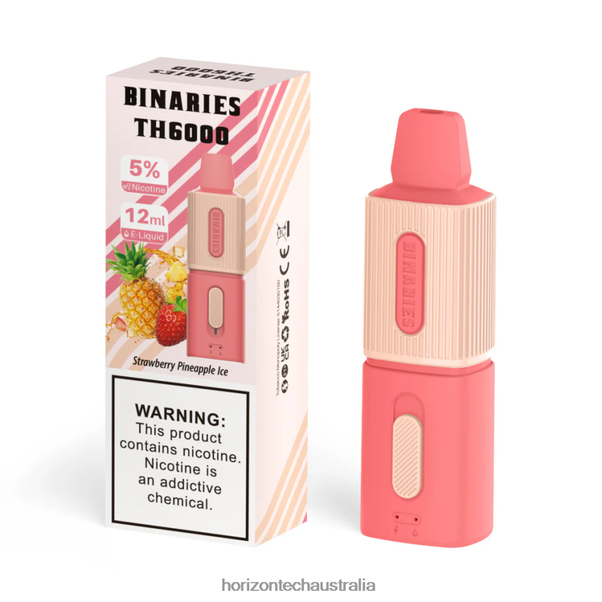 HorizonTech Binaries Cabin TH6000 Disposable 12mL VJ2DVJ105 Strawberry Pineapple Ice - HorizonTech Disposable Vape