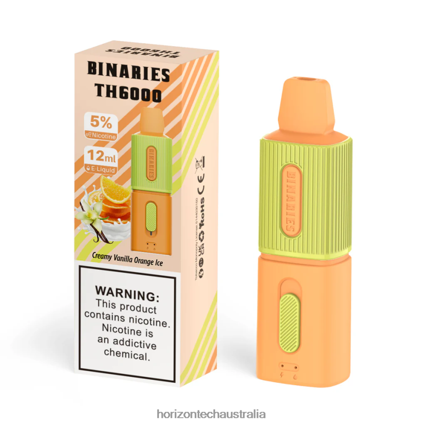 HorizonTech Binaries Cabin TH6000 Disposable 12mL VJ2DVJ123 Creamy Vanilla Orange Ice - HorizonTech Vape