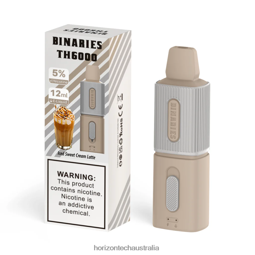 HorizonTech Binaries Cabin TH6000 Disposable 12mL VJ2DVJ124 Iced Sweet Cream Latte - HorizonTech Vape Kit